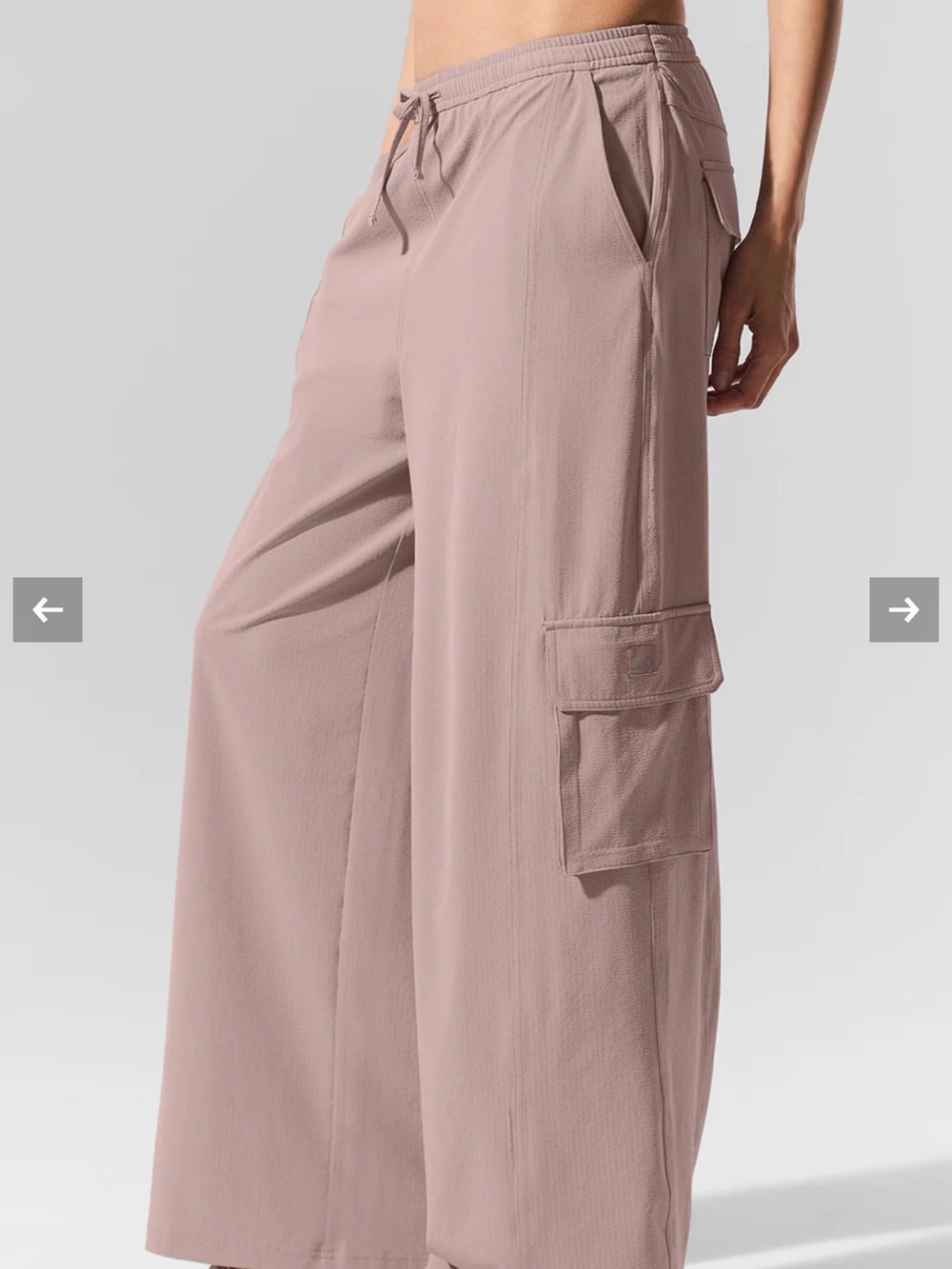 ALO Yoga Rose Taupe Wide-Leg Cargo Pants